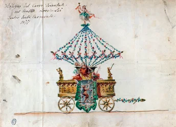 Zicht op de triomfwagen in Lorelei, opera door Catalani (1877)