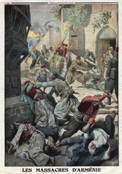Eerste Wereldoorlog, Armeense Genocide, Vernietiging van de Armeense bevolking door Ottomaanse Turken, Illustratie uit de Franse krant Le Petite Journal, 12 december