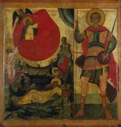 De profeet Elia en de vurige wagen. Sint Demetrius van Thessaloniki, midden 16e eeuw
