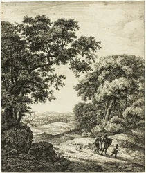 Hagars vertrek, uit zes landschapsonderwerpen uit het Oude Testament