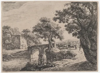 Kudde bij een stenen brug, 17e eeuw
