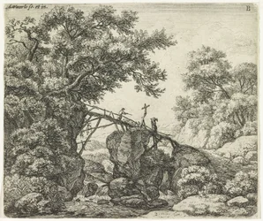 Herder op een hellende brug