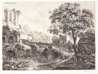 Ruïnes aan de rand van een stad