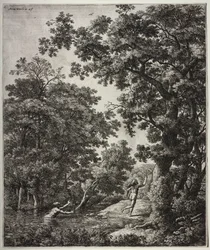 Zes grote staande landschappen met scènes uit Ovidius
