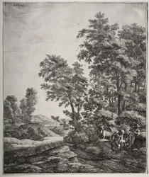 Zes grote staande landschappen met scènes uit Ovidius