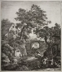 Zes grote staande landschappen met scènes uit het Oude Testament: Zipporah besnijdt haar zoon