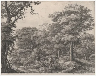 Reizigers rusten in het bos, 17e eeuw