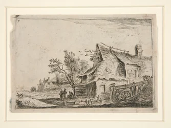 Dorp met een watermolen, uit een set van 12 landschapsetsen