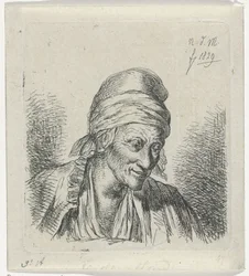 Oude vrouw naar rechts