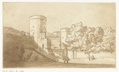 Muur van een burcht met torens