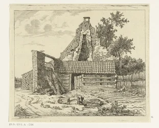 Rietsnijder voor de ruïne van het huis Snaatburg te Maarssen
