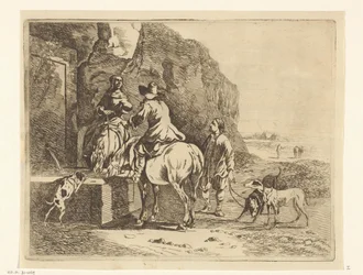 Ruiters bij drinkplaats