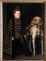 Portret van de dwerg van kardinaal Granvelle, minister van Karel V. 16e eeuw. Afmetingen: 1,26 x 0,92 m