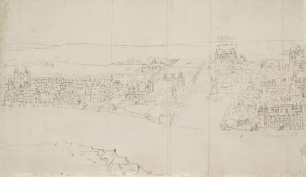 Panorama van Londen gezien vanuit Southwark: Durham House naar Barnards Castle