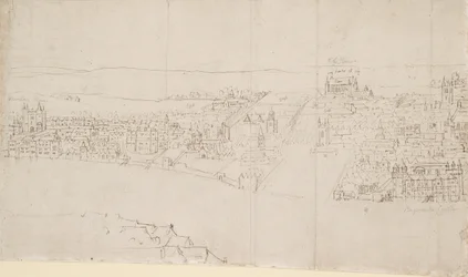 Panorama van Londen gezien vanaf Southwark: Durham House tot Barnard