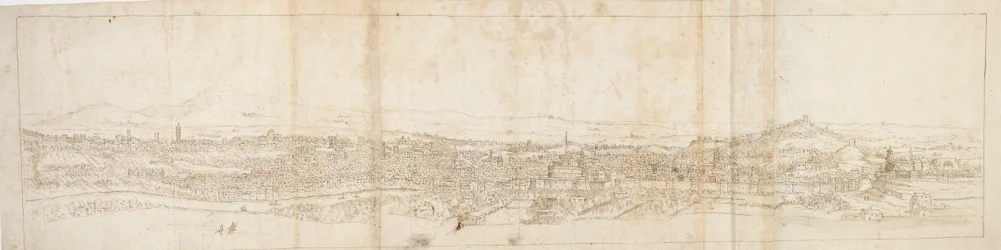 Panoramisch Uitzicht op Rome vanaf Monte Mario, Castel S. Angelo op de Voorgrond, ca. 1550s