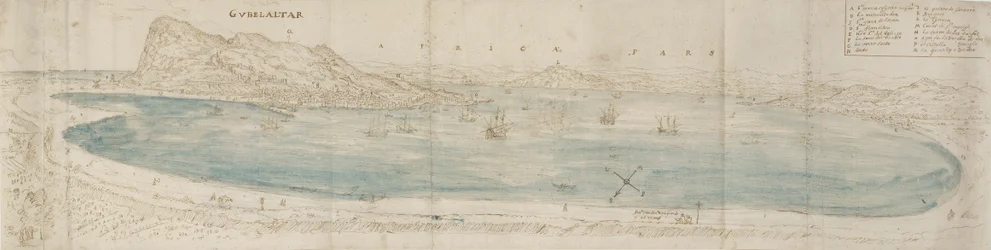 Panoramisch Uitzicht over de Baai van Gibraltar, ca. 1567