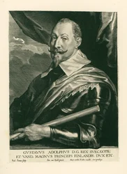 Gustav Adolf, koning van Zweden (gravure)