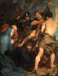 Christus zakt in elkaar terwijl hij het kruis draagt