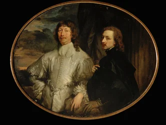 Dubbelportret Sir Endymion Porter en Anthonis van Dyck (schilderij op doek)