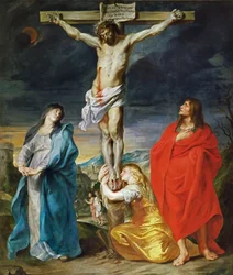 Frans:  Le Calvaire Christus gekruisigd met de Maagd, Sint Jan en Maria Magdalena
