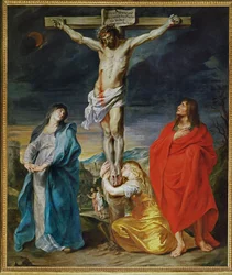 Christus aan het kruis, de Maagd Maria, Sint Jan en Sint Magdalena ...