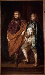 Portret van twee Engelse heren Schilderij van de school van Antonie Van Dyck