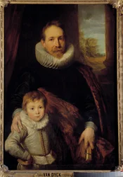 Portret van een vader en zijn zoon of 