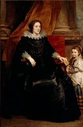 Portret van een voorname dame en haar dochter. Schilderij door Antoine Van Dyck