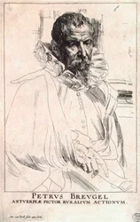 Portret van de kunstenaar Pieter Bruegel de Jongere, 1564-1636, begin 17e eeuw