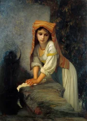 Jonge wasvrouw, schilderij van Ernest Hébert (1817-1908), 19e eeuw, 0,88 x 1,2 m, Parijs, Musée Hébert