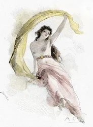 Odyssee van Homerus: Zang V: voorstelling van Aurora - Illustratie door Antoine Calbet (1860-1944) voor 