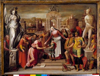 Geschiedenis van koningin Artemise I van Halicarnasse: De overhandiging van het boek en het zwaard