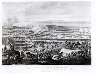De Slag bij Austerlitz in Moravië, 2 december 1805, gegraveerd door Antonio Verico (geb. ca. 1775)