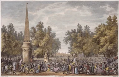 Het feest van Virgil in Mantua, 24 Vendemiaire, Jaar 6 (oktober 1797) gegraveerd door Georges Malbeste