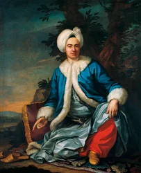 Portret van een Europeaan in Turks kostuum