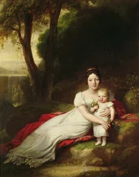Hortense Eugenie de Beauharnais, Koningin van Holland, met haar zoon Charles Louis Napoleon Bonaparte, de toekomstige Napoleon III