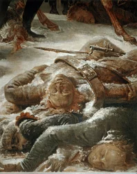 Napoleon op het slagveld van Eylau, gewonnen op 9 februari 1807 door de Franse troepen op de Russen en Pruisen ...