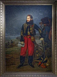 Portret van generaal Antoine Charles Louis de Lasalle die de overgave van het garnizoen van Stettin ontvangt, 1808