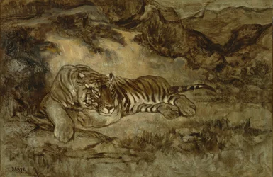 Rustende tijger, ca. 1850-70
