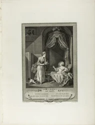 Het bad, uit Monument du Costume Physique et Moral de la fin du Dix-huitième siècle