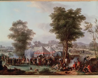 Bivak van Keizer Napoleon I, nabij het kasteel van Ebersberg in Oostenrijk 4/05/1809 (Schilderij)