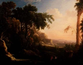 Pan en Syrinx in een Arcadisch landschap