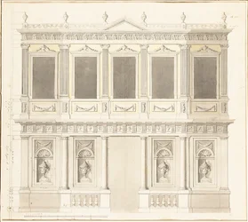 Een paviljoen elevatie voor het Sultana Hadigé paleis in Defterdar Bournou