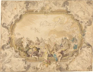 Een Plafond met Apollo die de Militaire en Historische Kennis Overziet