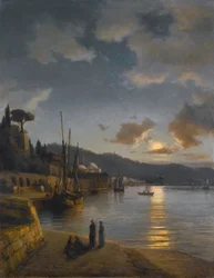 Een Turkse haven in maanlicht