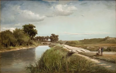 Frans rivierlandschap met een brug