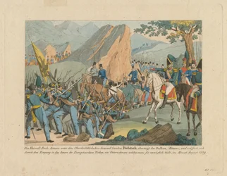 Het leger van graaf Ivan Ivanovich Diebitsch steekt de Balkan over