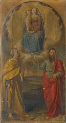 Maria met Jezuskind en de Heiligen Petrus en Paulus