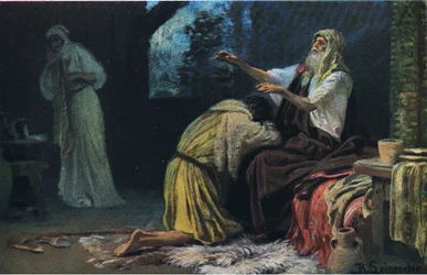 Isaak zegent Jakob, uit Hulberts Story of the Bible gepubliceerd door The John Winston Company
